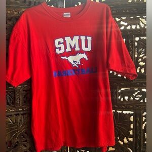 SMU Basketball Tee with White & Blue Logo SMU Beat Memphis